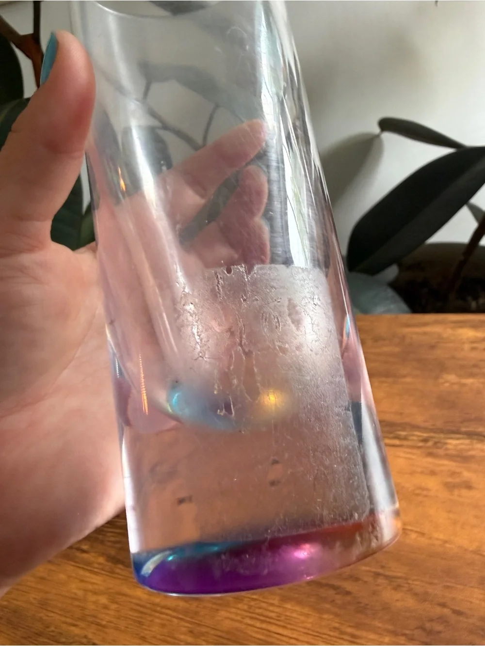 Iridescent Tall Glass Tumbler - Purple/Blue Hues hard plastic